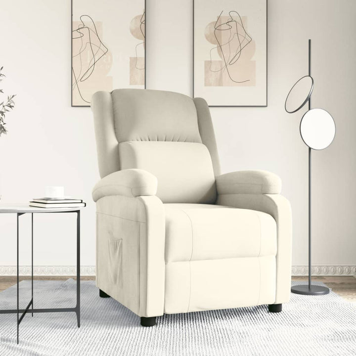 lænestol velour cremefarvet