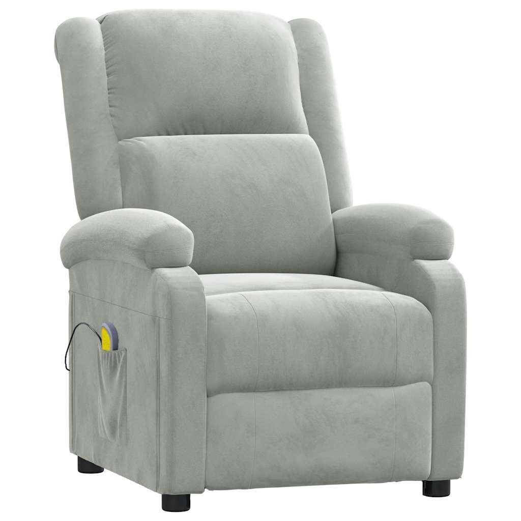 massagestol velour lysegrå