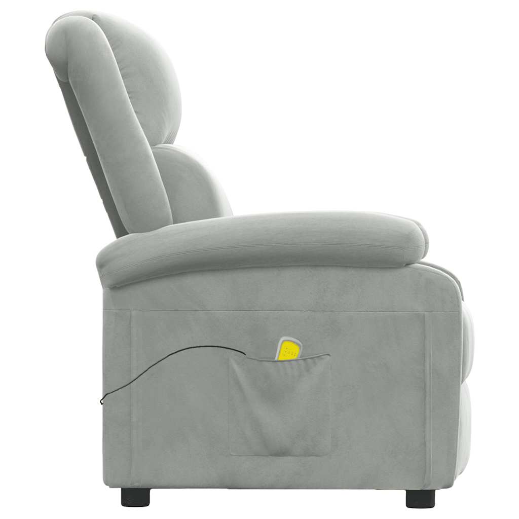 massagestol velour lysegrå
