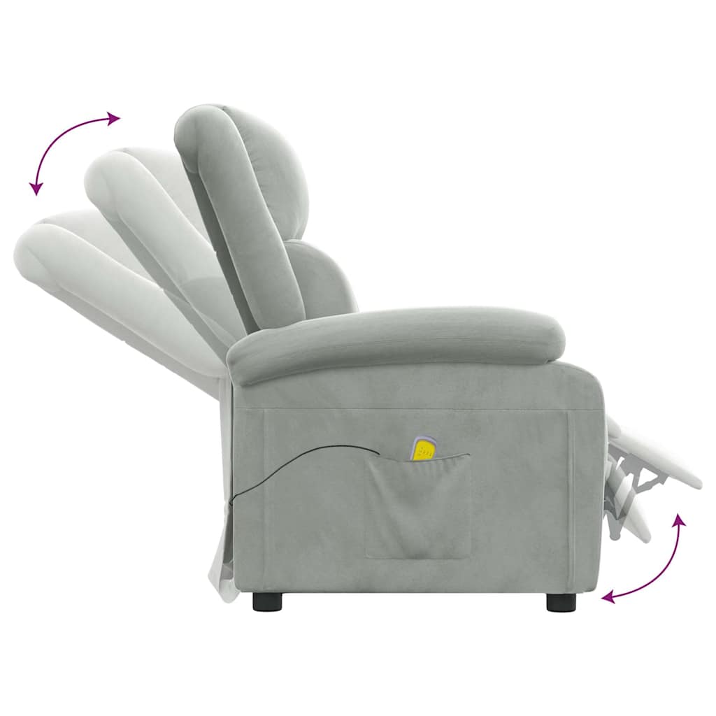 massagestol velour lysegrå