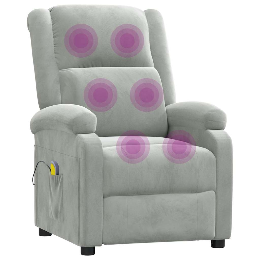 massagestol velour lysegrå