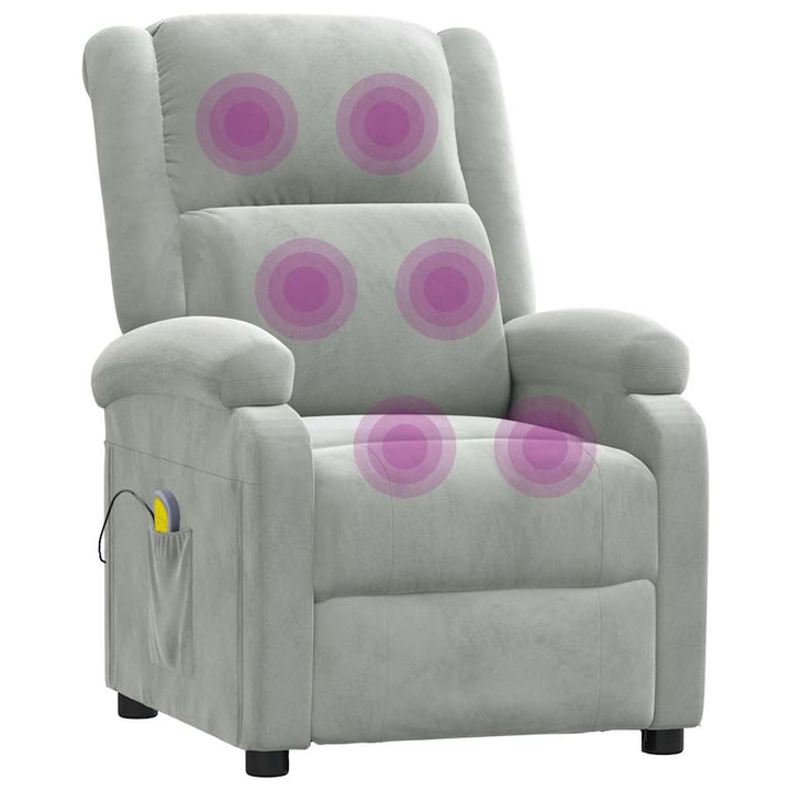 massagestol velour lysegrå