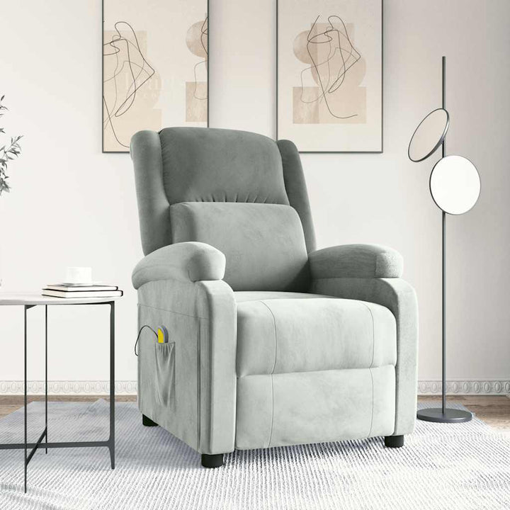 massagestol velour lysegrå