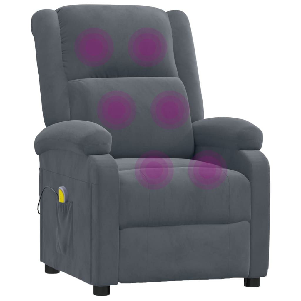 massagestol velour mørkegrå