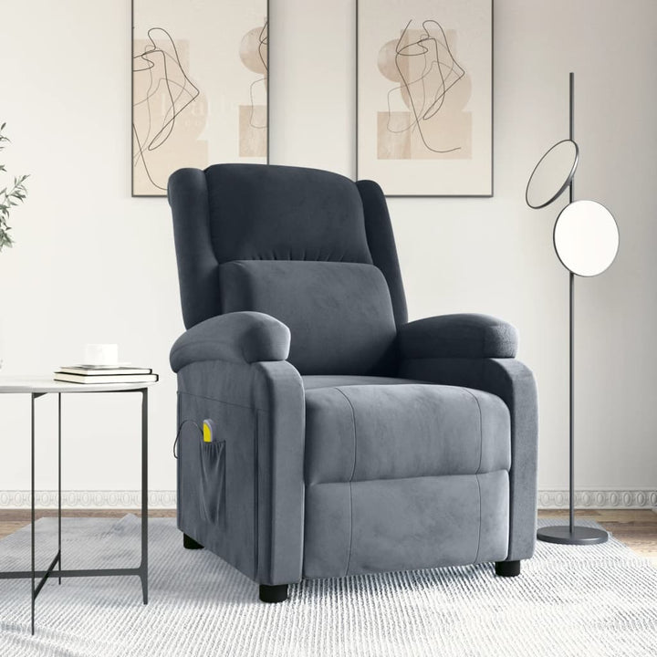 massagestol velour mørkegrå