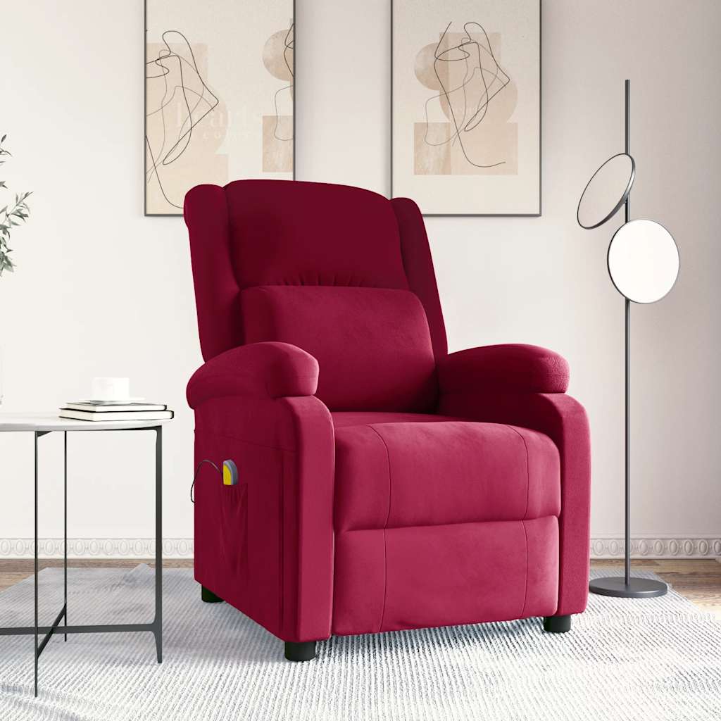 massagestol velour vinrød