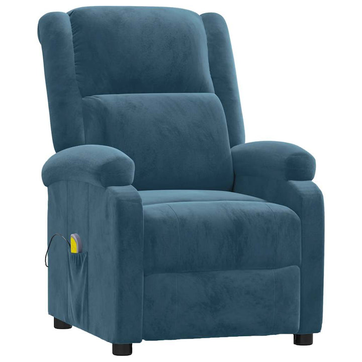 massagestol velour blå