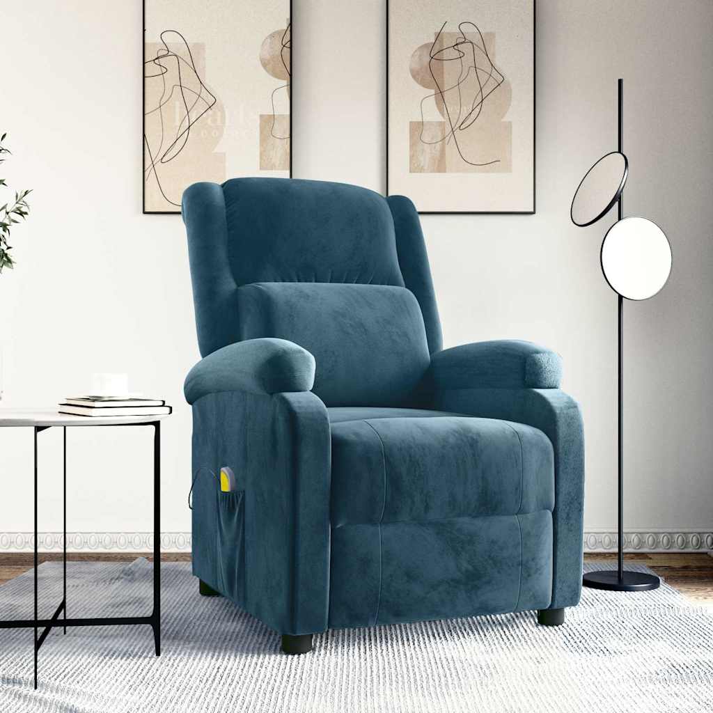 massagestol velour blå