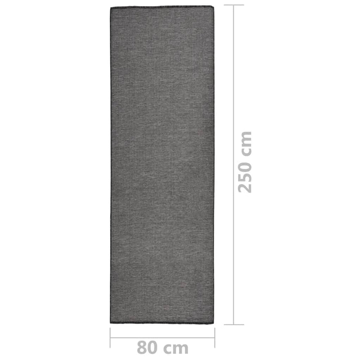 fladvævet udendørstæppe 80x250 cm grå