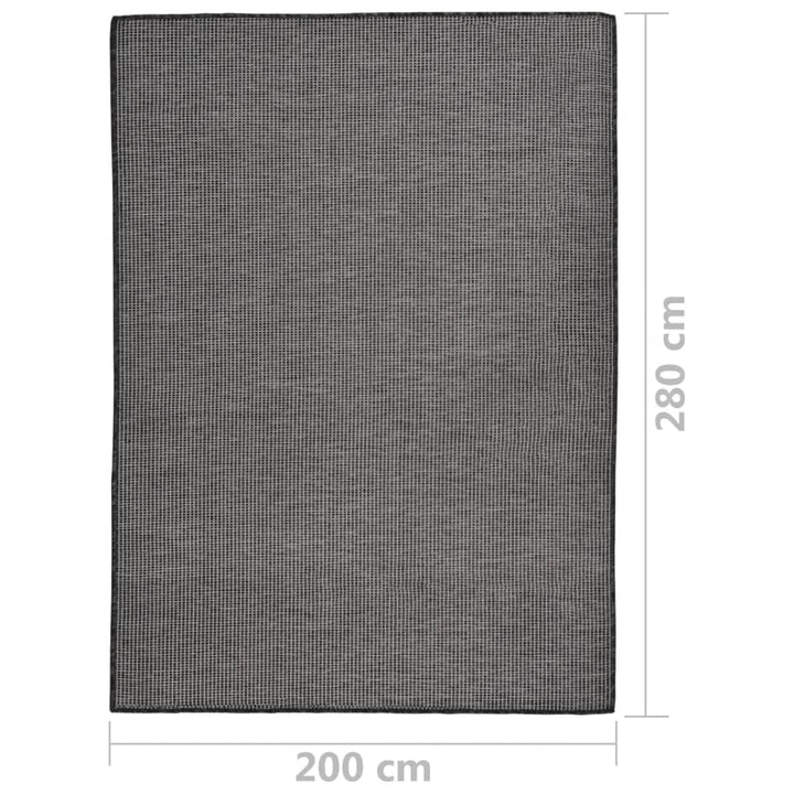 fladvævet udendørstæppe 200x280 cm grå