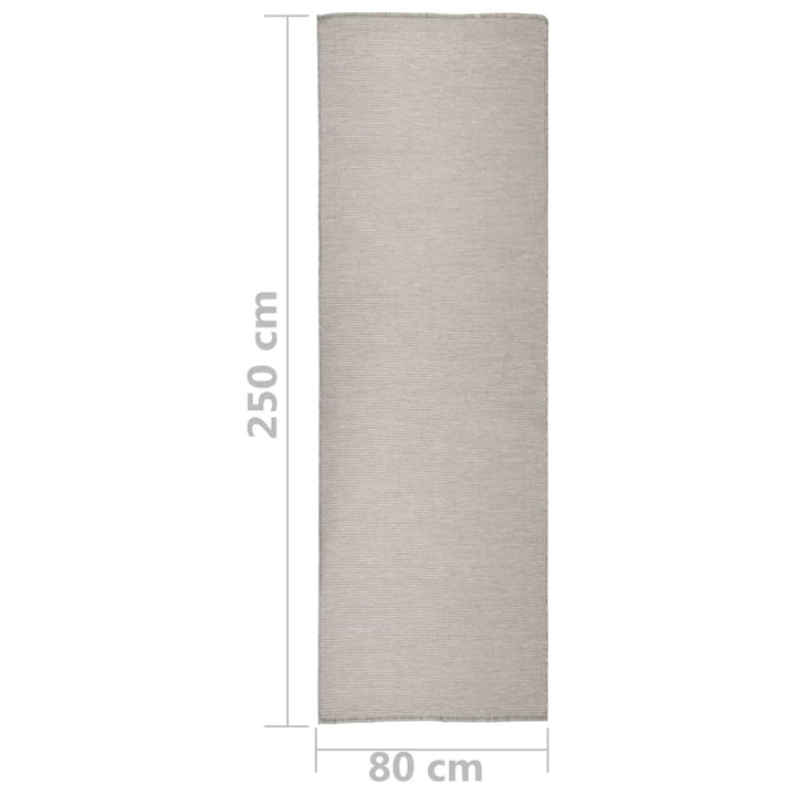 fladvævet udendørstæppe 80x250 cm lysegrå