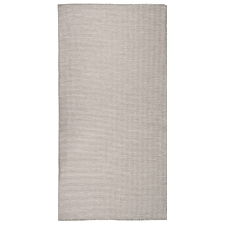 fladvævet udendørstæppe 100x200 cm lysegrå