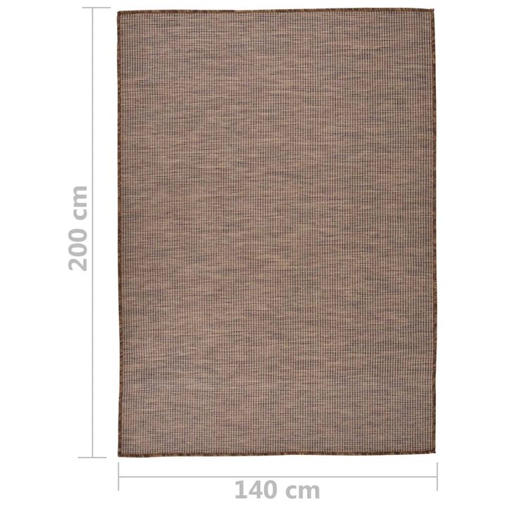 fladvævet udendørstæppe 140x200 cm brun