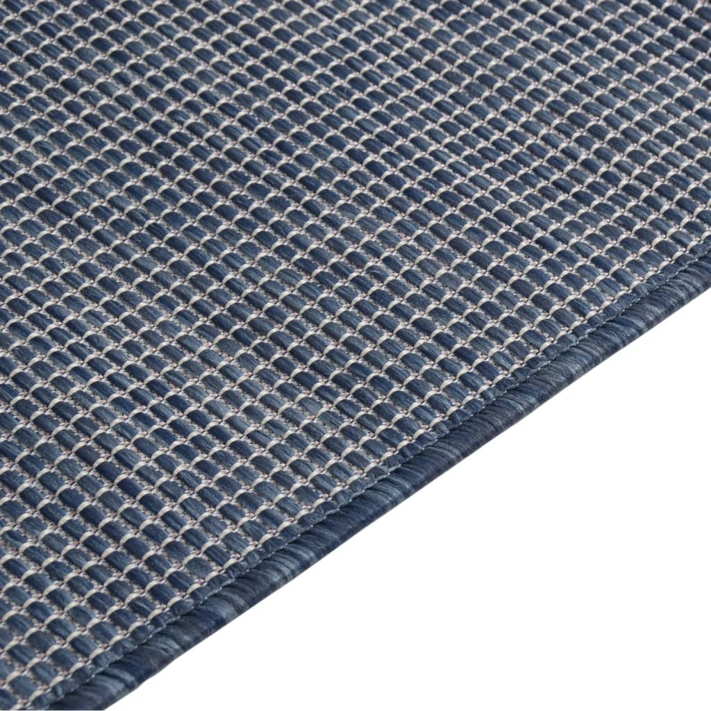 fladvævet udendørstæppe 80x250 cm blå