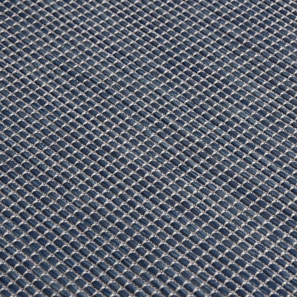 fladvævet udendørstæppe 100x200 cm blå
