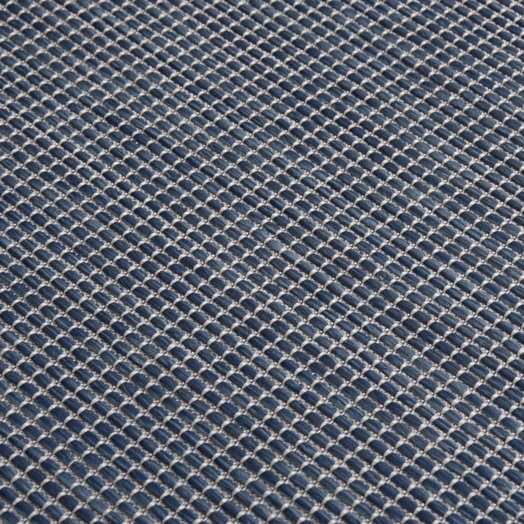 fladvævet udendørstæppe 140x200 cm blå