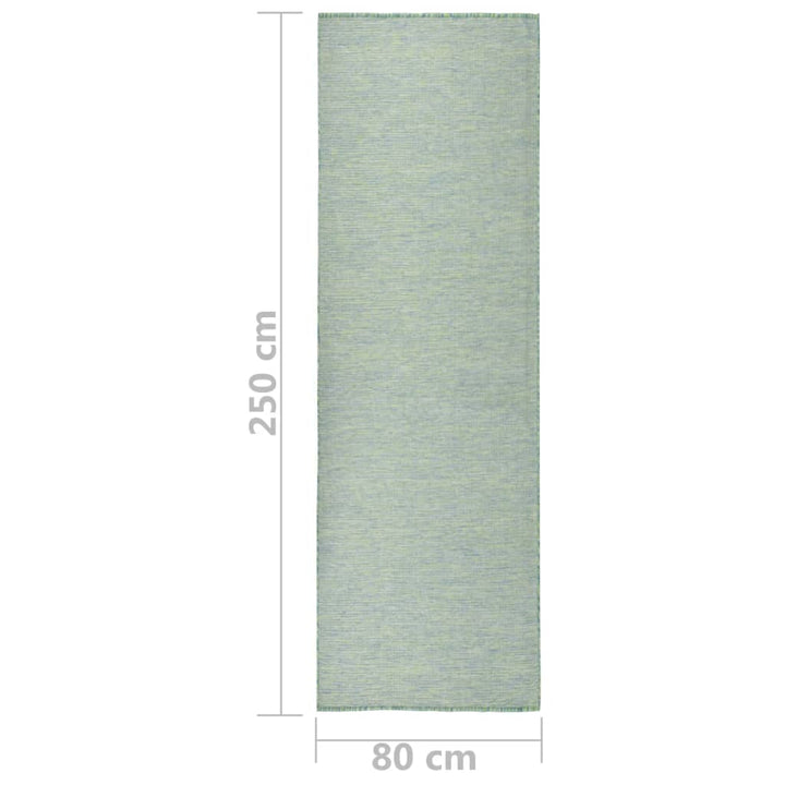 fladvævet udendørstæppe 80x250 cm turkis