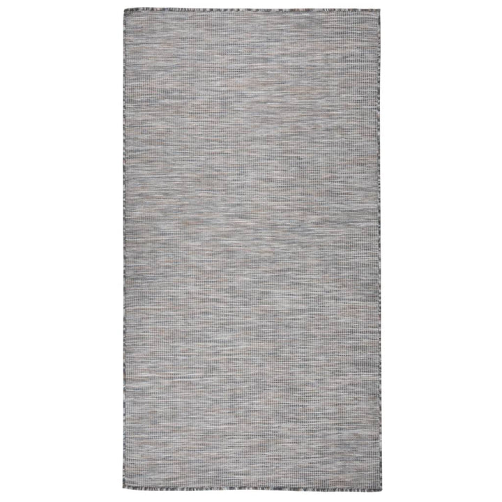 fladvævet udendørstæppe 80x150 cm brun og blå