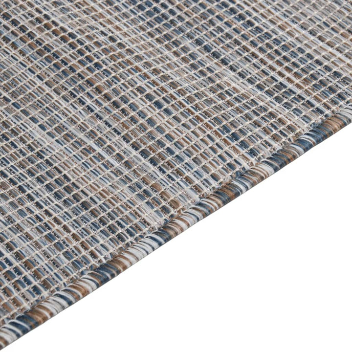 fladvævet udendørstæppe 100x200 cm brun og blå