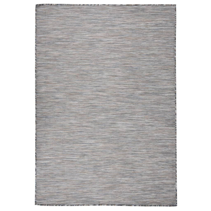 fladvævet udendørstæppe 140x200 cm brun og blå