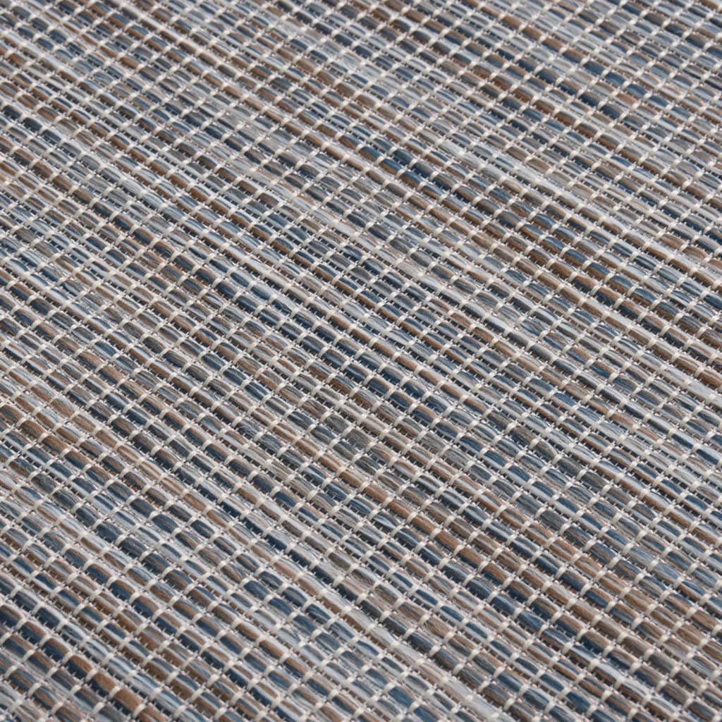 fladvævet udendørstæppe 160x230 cm brun og blå