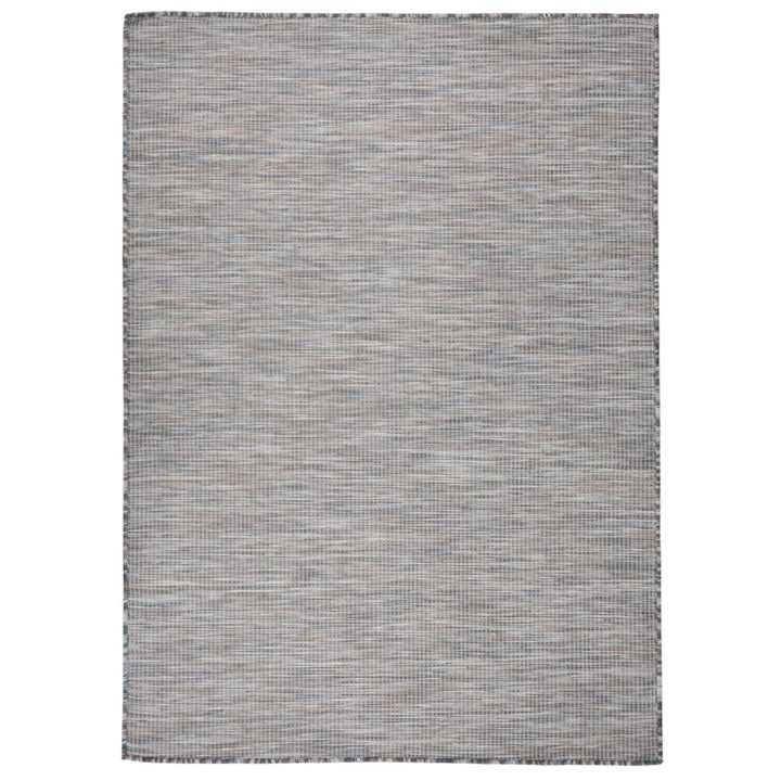 fladvævet udendørstæppe 200x280 cm brun og blå