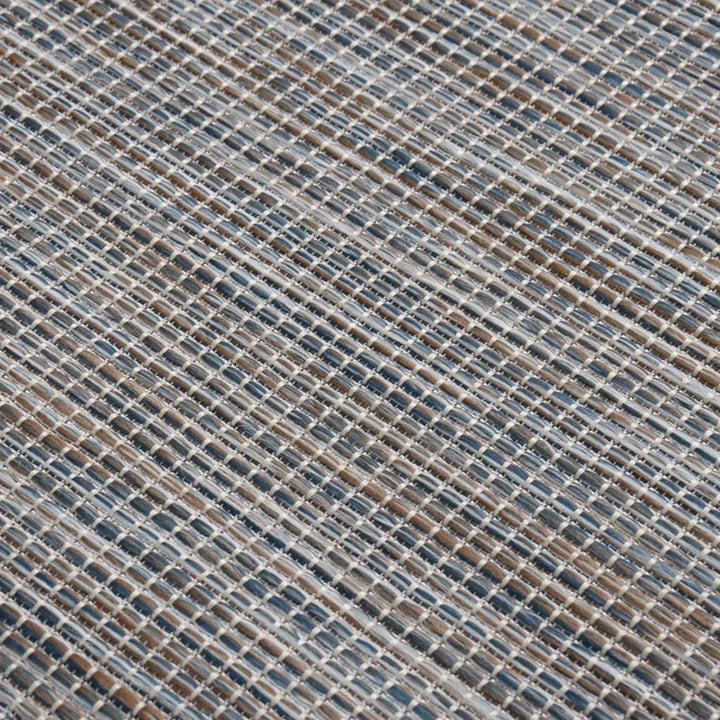 fladvævet udendørstæppe 200x280 cm brun og blå