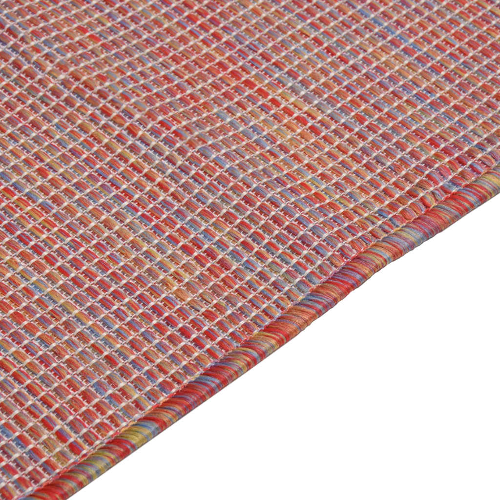 fladvævet udendørstæppe 100x200 cm rød