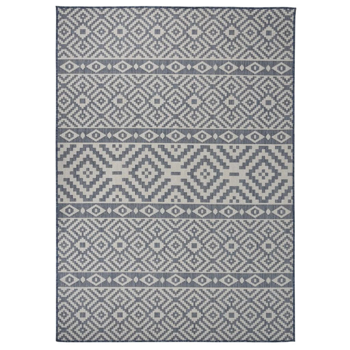 fladvævet udendørstæppe 120x170 cm stribet blå