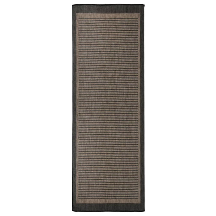 fladvævet udendørstæppe 80x250 cm mørkebrun