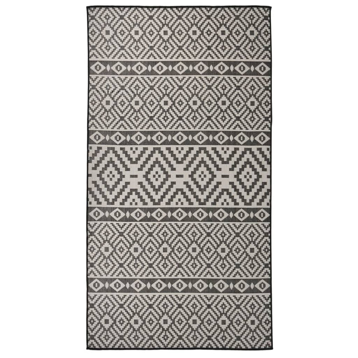 fladvævet udendørstæppe 80x150 cm stribet sort