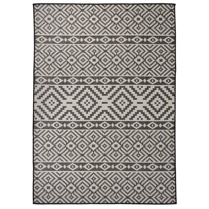 fladvævet udendørstæppe 120x170 cm stribet sort