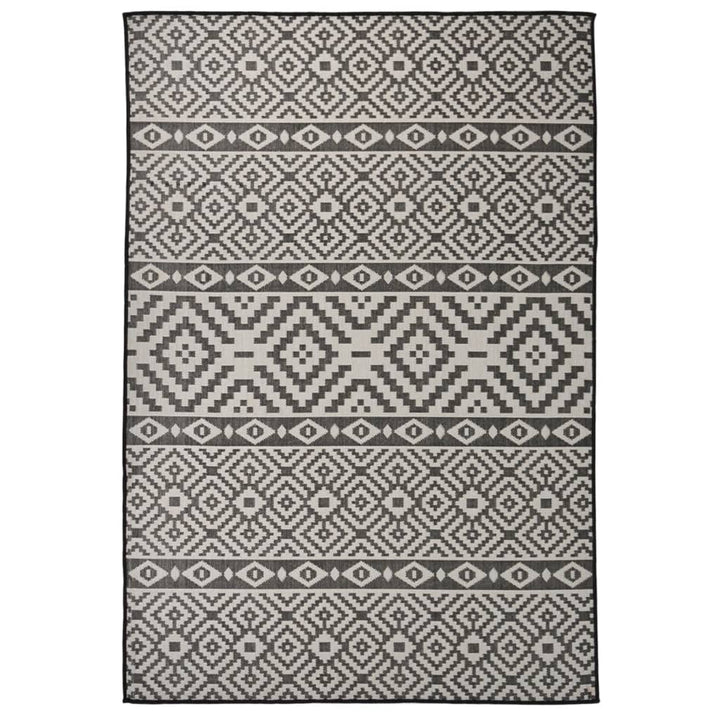 fladvævet udendørstæppe 160x230 cm stribet sort