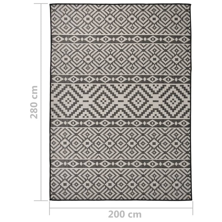 fladvævet udendørstæppe 200x280 cm stribet sort