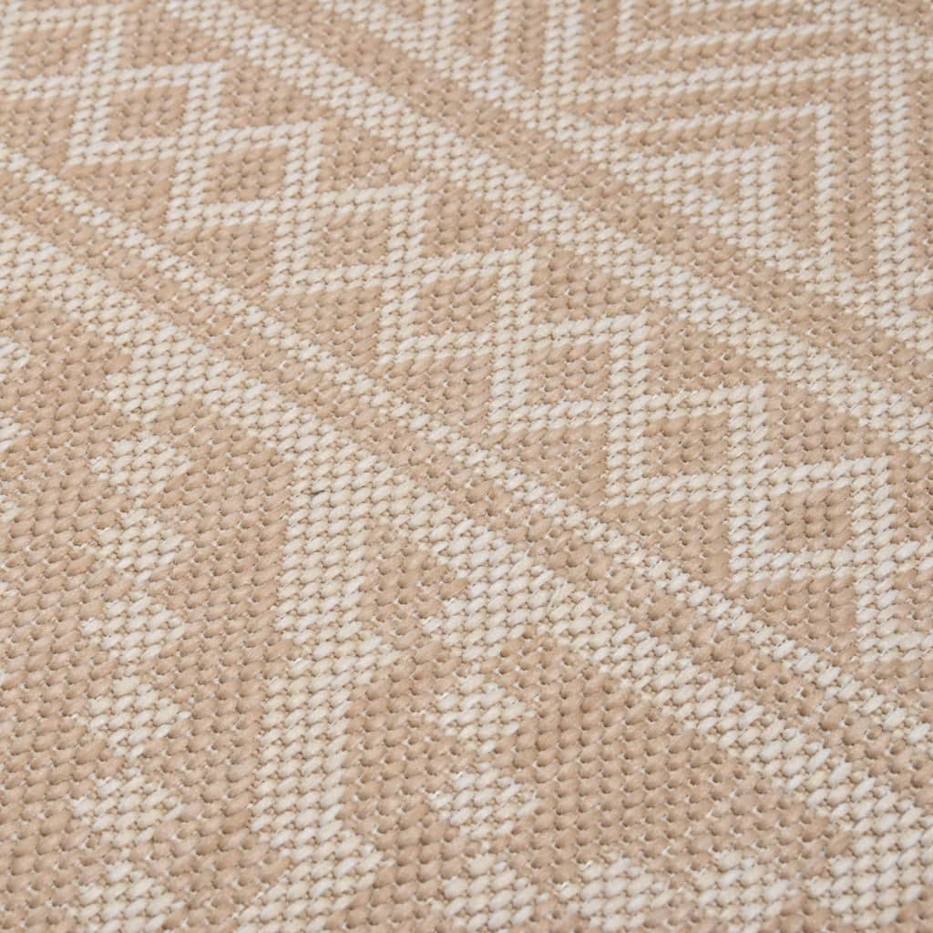 fladvævet udendørstæppe 140x200 cm stribet brun