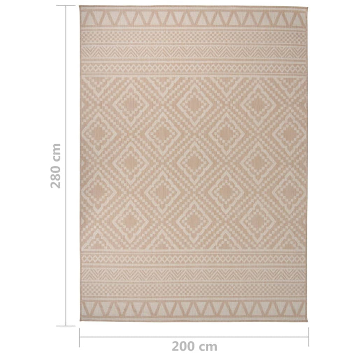 fladvævet udendørstæppe 200x280 cm stribet brun