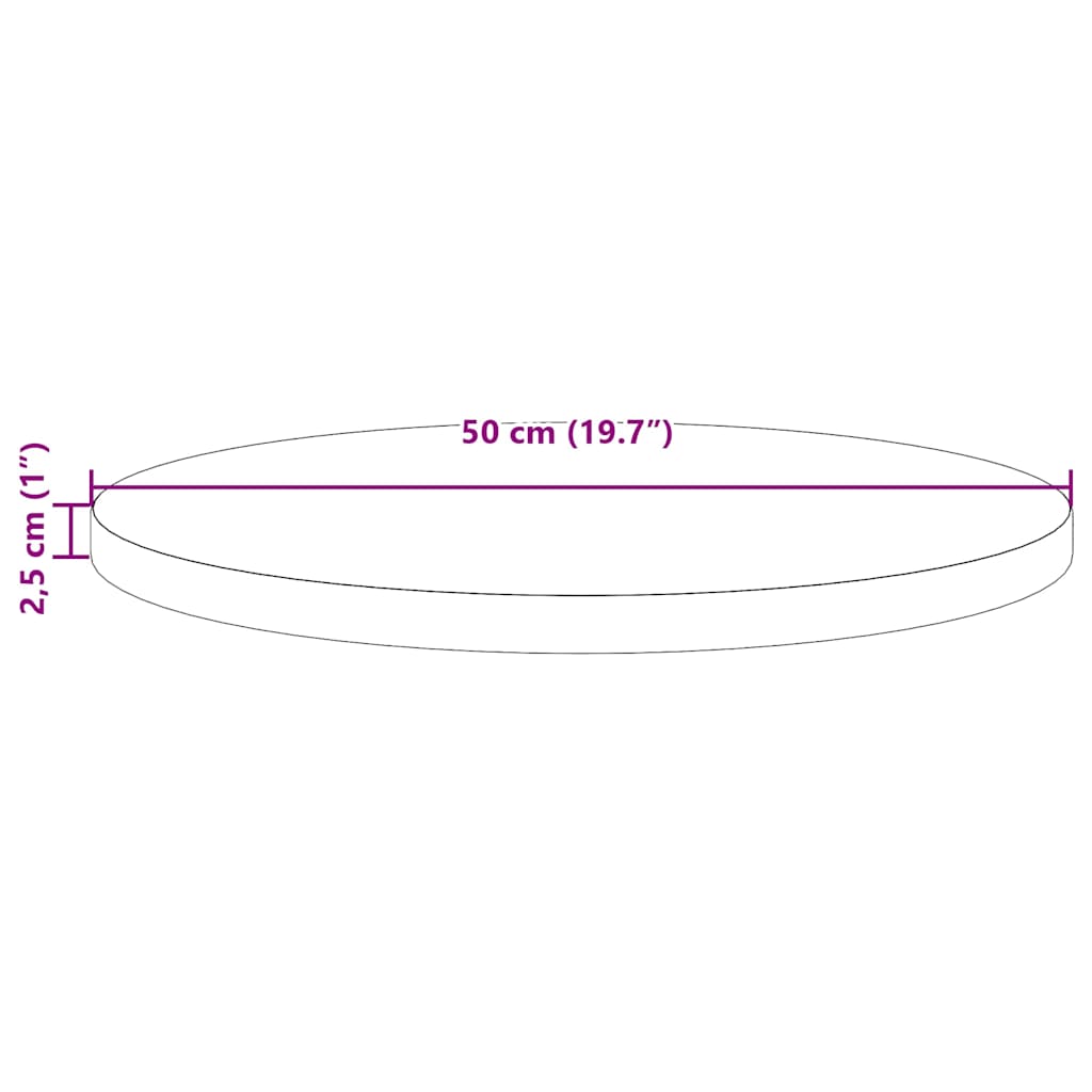 bordplade Ø50x2,5 cm massivt fyrretræ