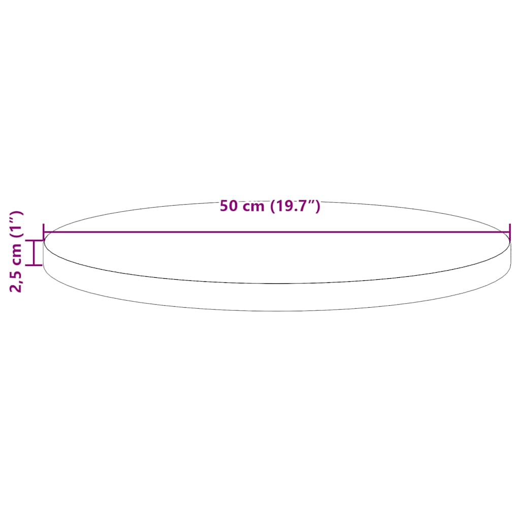 bordplade hvid Ø50x2,5 cm massivt fyrretræ