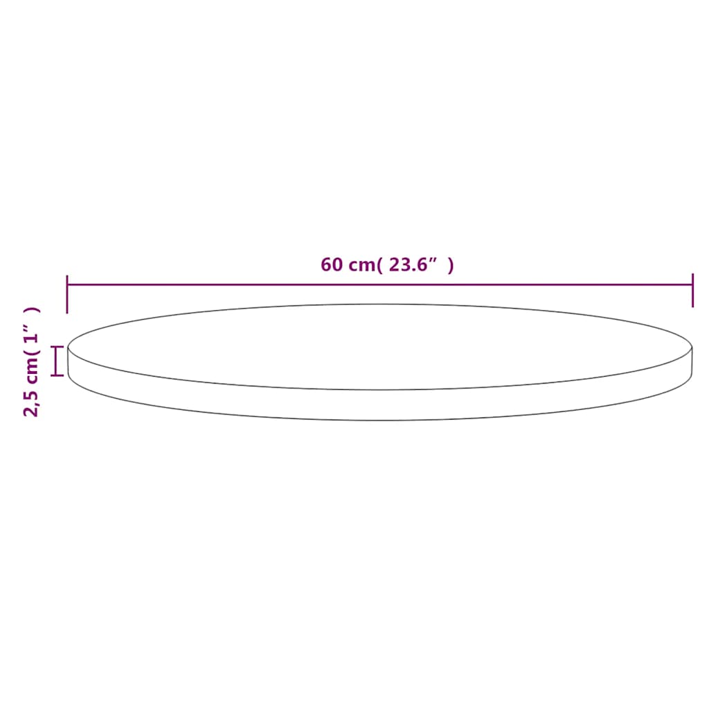 bordplade hvid Ø60x2,5 cm massivt fyrretræ