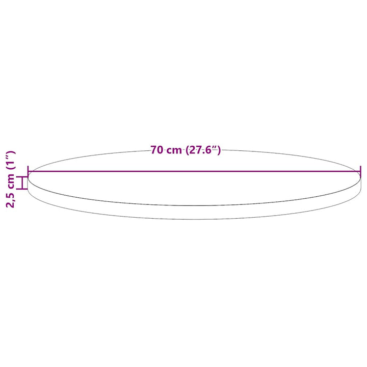 bordplade Ø70x2,5 cm massivt fyrretræ hvid