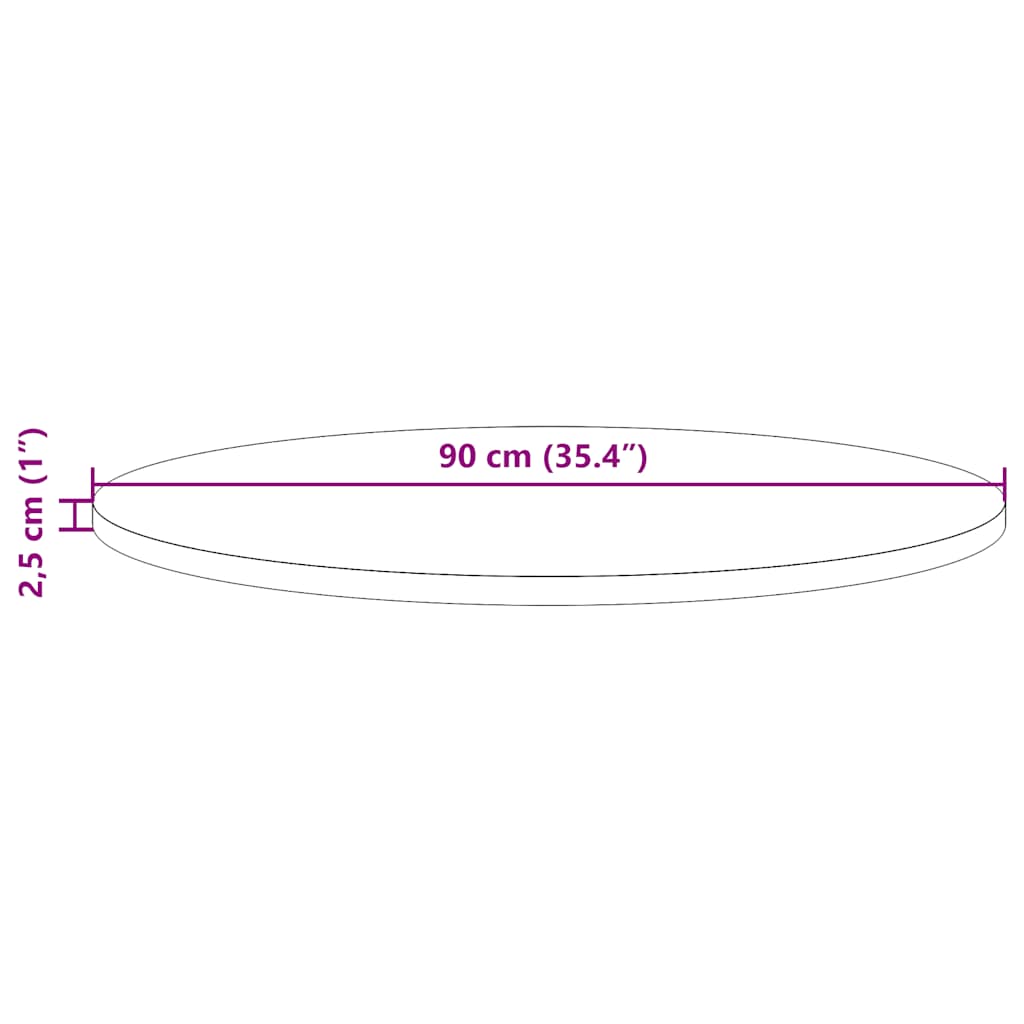 bordplade Ø90x2,5 cm massivt fyrretræ hvid