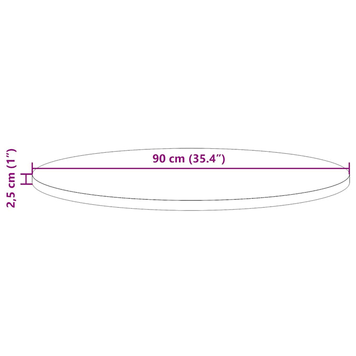 bordplade Ø90x2,5 cm massivt fyrretræ hvid