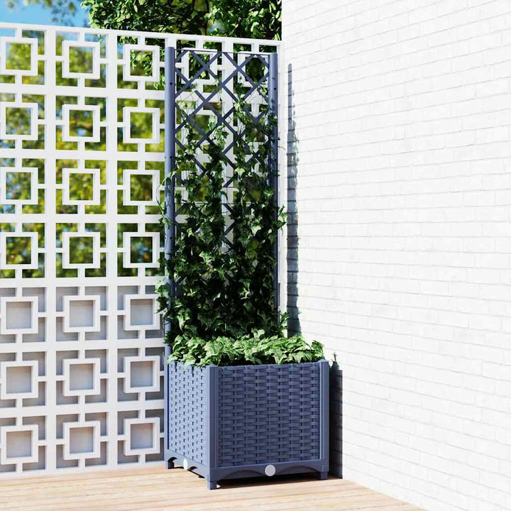 haveplantekasse med espalier blågrå 40x40x136 cm PP