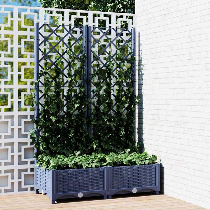 haveplantekasse med espalier blågrå 80x40x121,5 cm PP