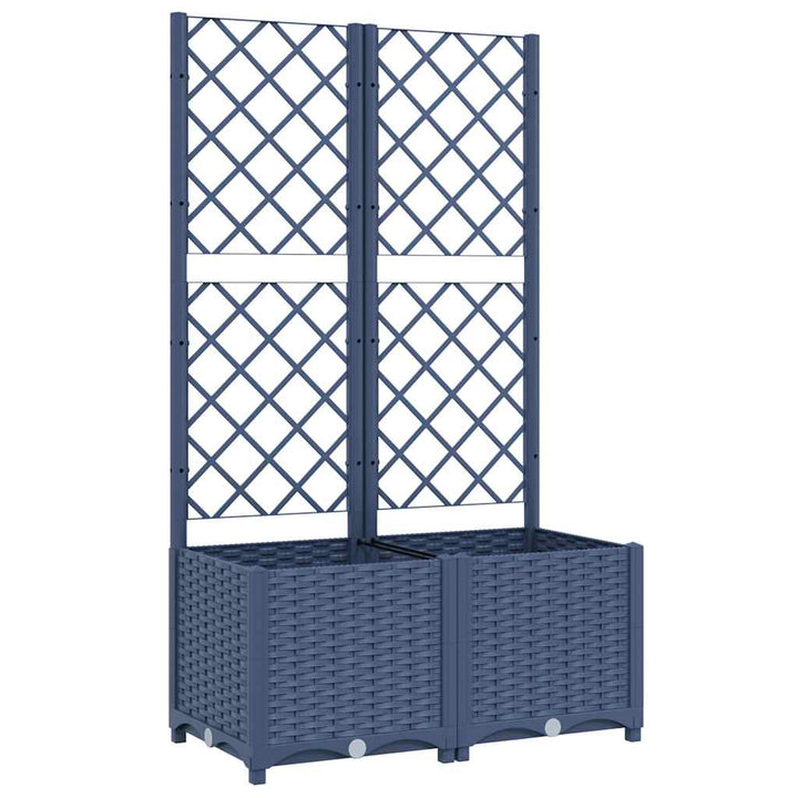 haveplantekasse med espalier blågrå 80x40x136 cm PP