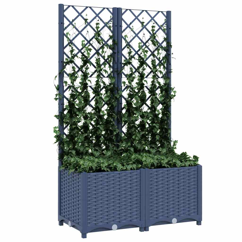 haveplantekasse med espalier blågrå 80x40x136 cm PP