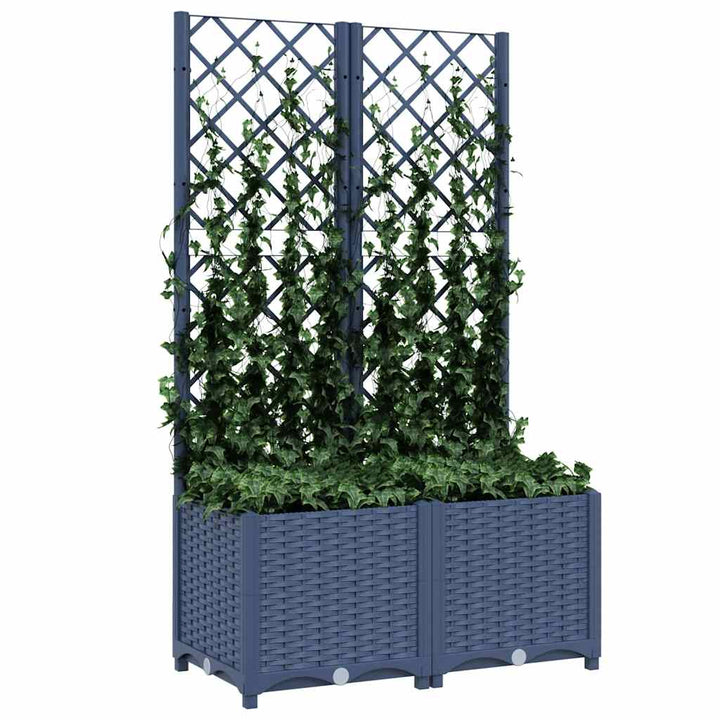 haveplantekasse med espalier blågrå 80x40x136 cm PP