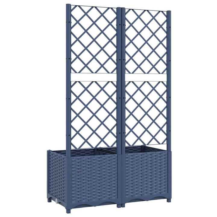 haveplantekasse med espalier blågrå 80x40x136 cm PP