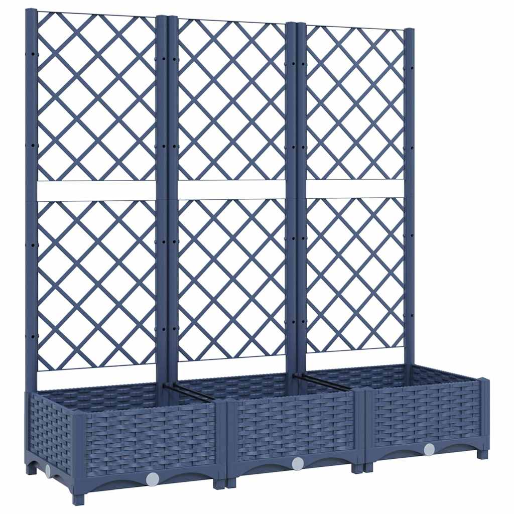 plantekasse med espalier 120x40x121,5 cm PP blågrå