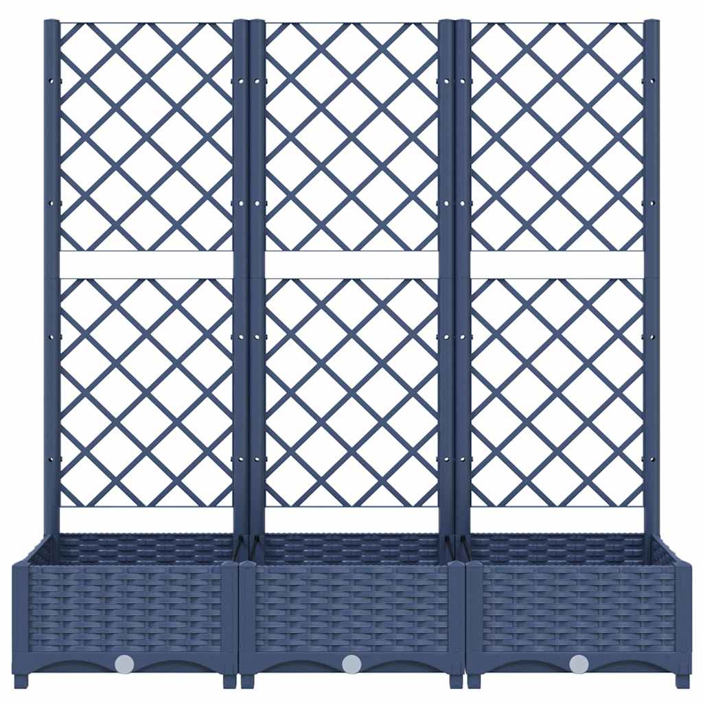 plantekasse med espalier 120x40x121,5 cm PP blågrå